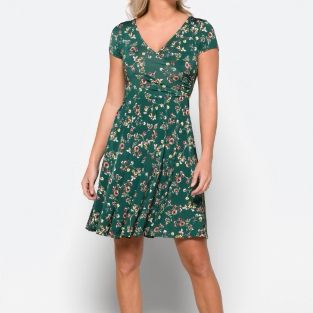 Wrap front floral dress with low wrap back
